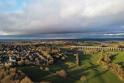 A drone shot of Crimple Valley