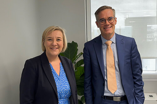 Lisa Smart MP and Manchester Airport managing director Chris Woodroofe